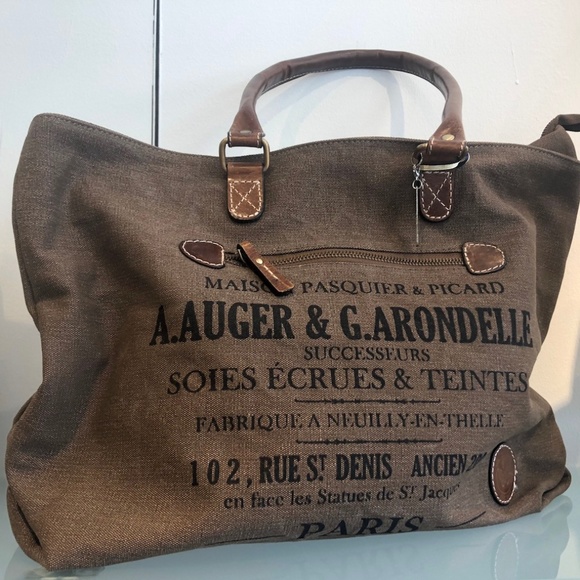 🆕 French Vintage Style Handbag, Brown Canvas NWT - Picture 2 of 6